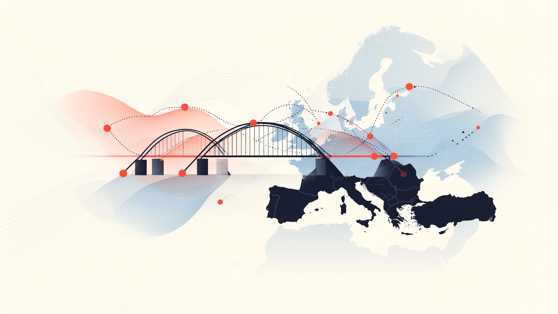 Abstract bridge connecting Türkiye and Europe